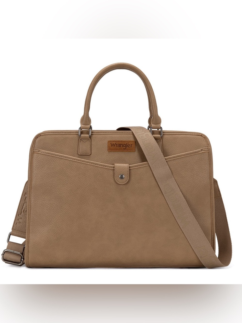 Wrangler Pebbled Faux Leather Laptop Brief Bag Khaki